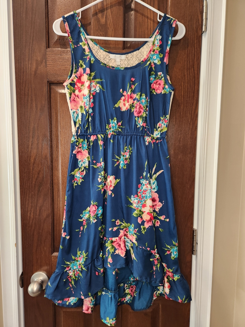 dELiA*s | Size XS | Blue Floral Lace Back High Low Dress